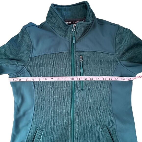 Swiss Tech ~ Teal Rain Knit Jacket ~Fleece lined ~ size M 8-10 - Picture 10 of 12